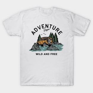 Light Blue Illustration Adventure T-Shirt T-Shirt